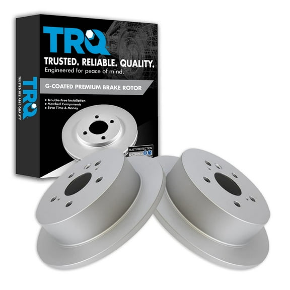 TRQ Rear Brake Rotors Set Solid Premium G-Coated Fits Select 2004-2010 Toyota Sienna