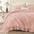 thumbnail image 5 of ANGENIA King Size Comforter Sets Blush, 3 Pieces Soft Fluffy Ruffle Bedding Comforter Sets for King Bed, All Season Farmhouse Shabby Chic Lightweight Bed Set, 5 of 7