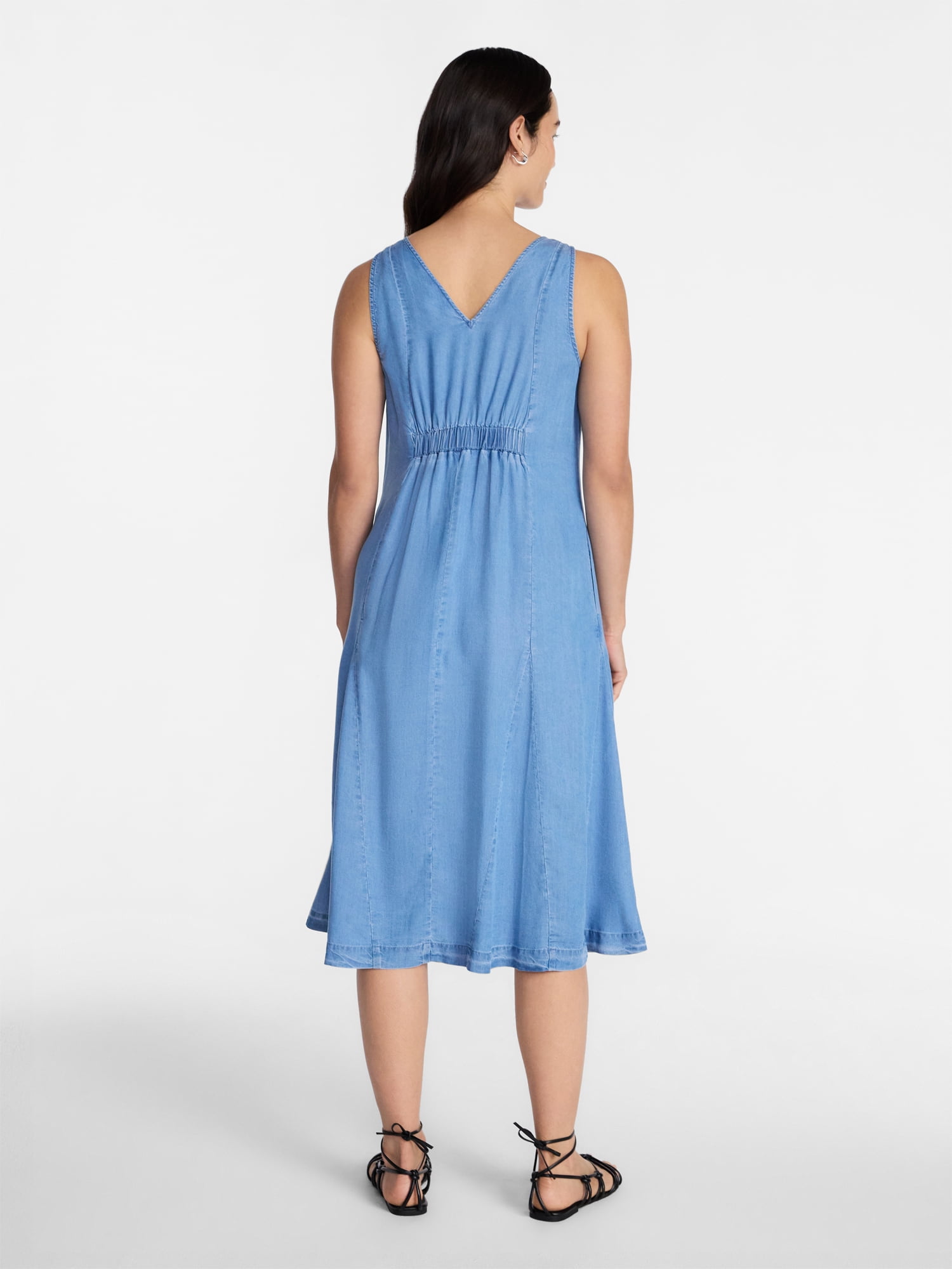 Time and Tru Women's Sleeveless Fit and Flare Midi Dress, Sizes XS-XXXL