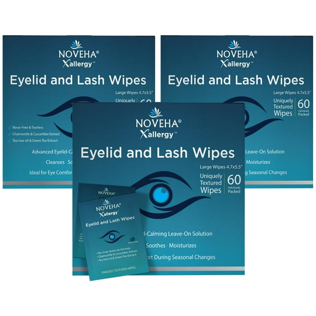 Allergy Relief Eyelid Wipes NOVEHA 180Pcs (3 Pack)
