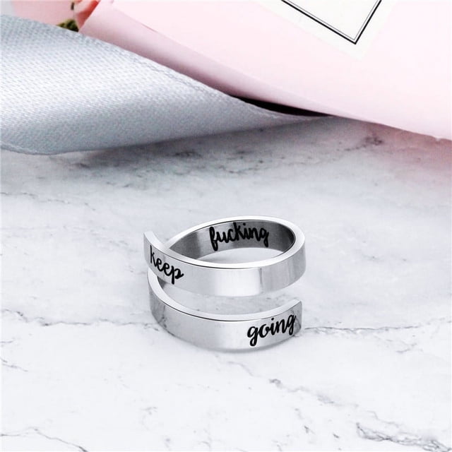 Anillo de joyería inspirador con grabado de acero inoxidable (plata), 1 unidad Sincero Electrónica