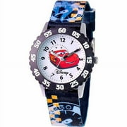 Cars Lightning McQueen Boys' Stainless Steel Watch, Black Strap