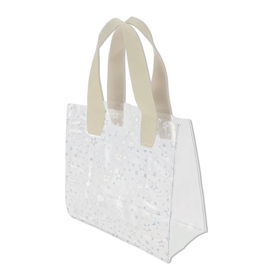 Unique Bargains 1 Pc Reusable Gift Bag Durable Star Design Handle Gift Bag Beige, Transparent Small