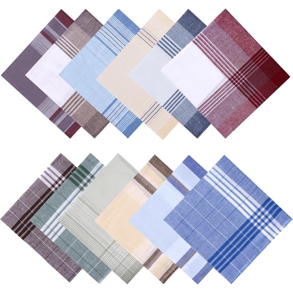 Handkerchiefs for Men 100% Cotton with Check for Grooms Weddings Prom Celebration Party