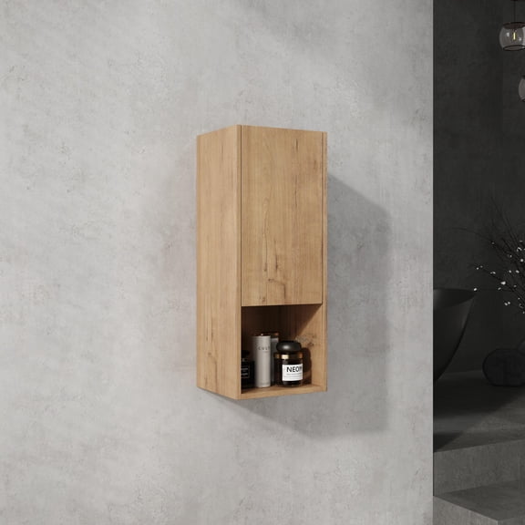 Full Size Bathroom Vanity 12" Bathroom Side Cabinet,Soft Close Doors,Float Mounting Design,Imitative Oak,(KD-Packing),Bathroom Storage Cabinet