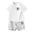 thumbnail image 1 of MIASHUI Ensemble d'Été Deux Pièces T-Shirts Graphiques à Manches Courtes et Shorts, Blanc, 3-4 Ans, 1 of 4