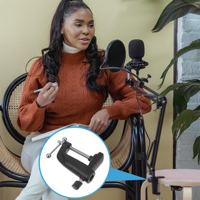 WRITWAA Soporte Metálico Negro Para Con Abrazadera Multiusos Para Micrófono Y Escritorio