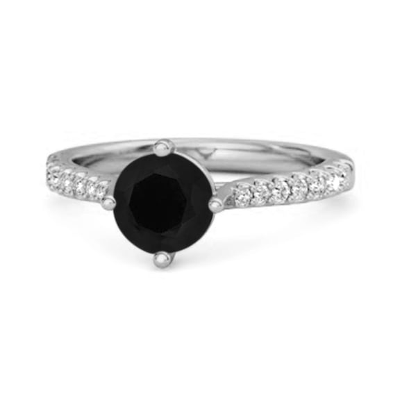 Solitaire Accents 925 Sterling Silver 0.25 Ctw Black Spinel Princess Women Valentines Day Gifts Ring