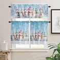 thumbnail image 2 of Winter Christmas Kitchen Curtains and Valances Set, Colored Snowman Snowflake Sky Blue Rod Pocket Window Valance 18 Inch Window Curtain Panels for Living Room Bedroom Laundry, 27.5x36in, 3 Pieces, 2 of 7