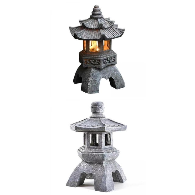 Piedra Pagoda Stupa Linterna Escultura Resina Zulema Para Patio Ornamento Jardín Gris