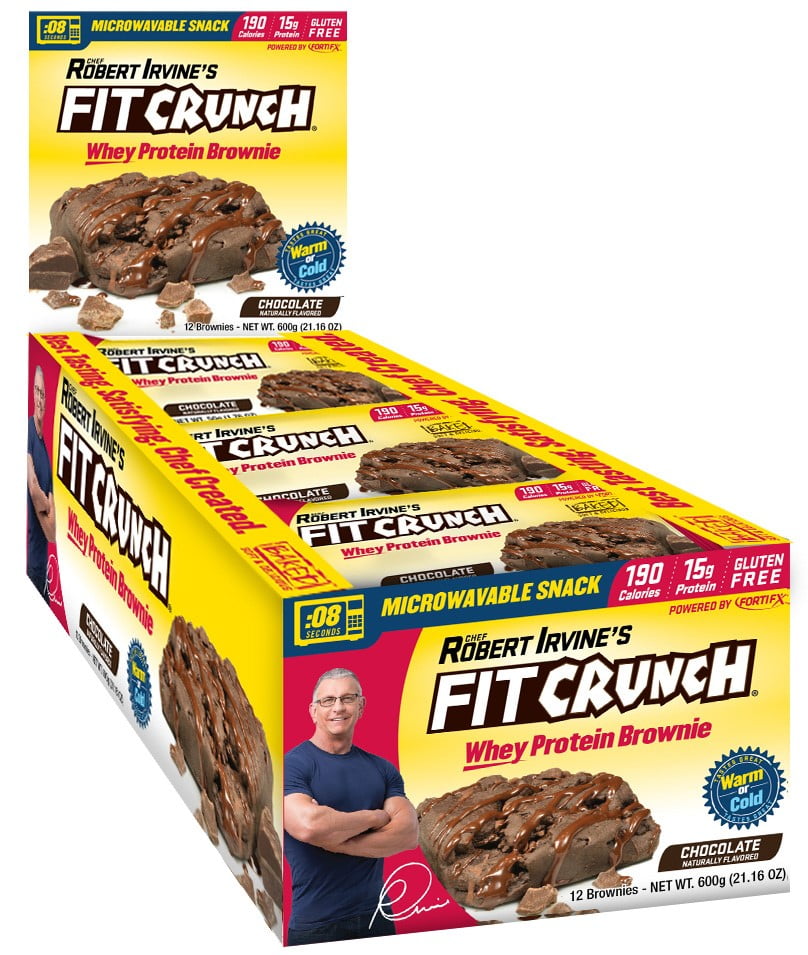 FitCrunch Whey Protein Brownies, Chocolate, 12 Ct