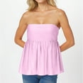 thumbnail image 4 of Vmvidoty Women's Tube Tops Ruffle Hem Sleeveless Peplum Bandeau Strappy Cami Tank Top Pink L, 4 of 7