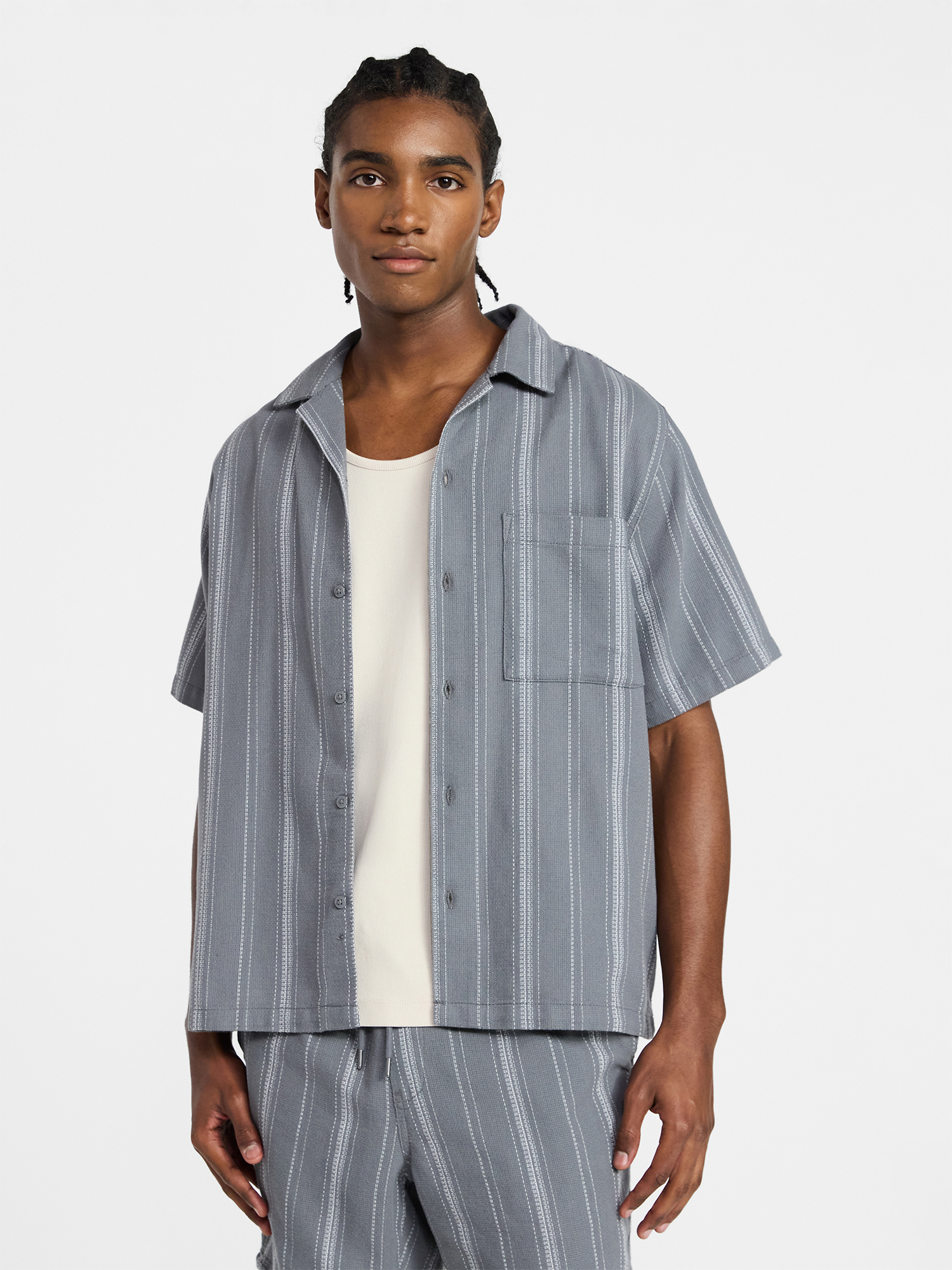 No Boundaries Textured Shirt with Short Sleeves, Men's XS-4XLT