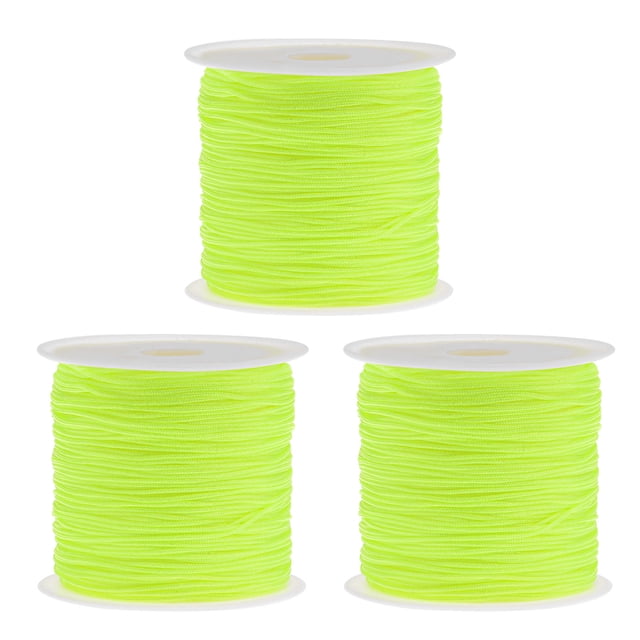 Nylon Cuerda Bricolaje Fabricación Satén Cuerda Artesanía Alambre con Plástico Carrete 147 Pies, Fluorescente Amarillo, 3uds