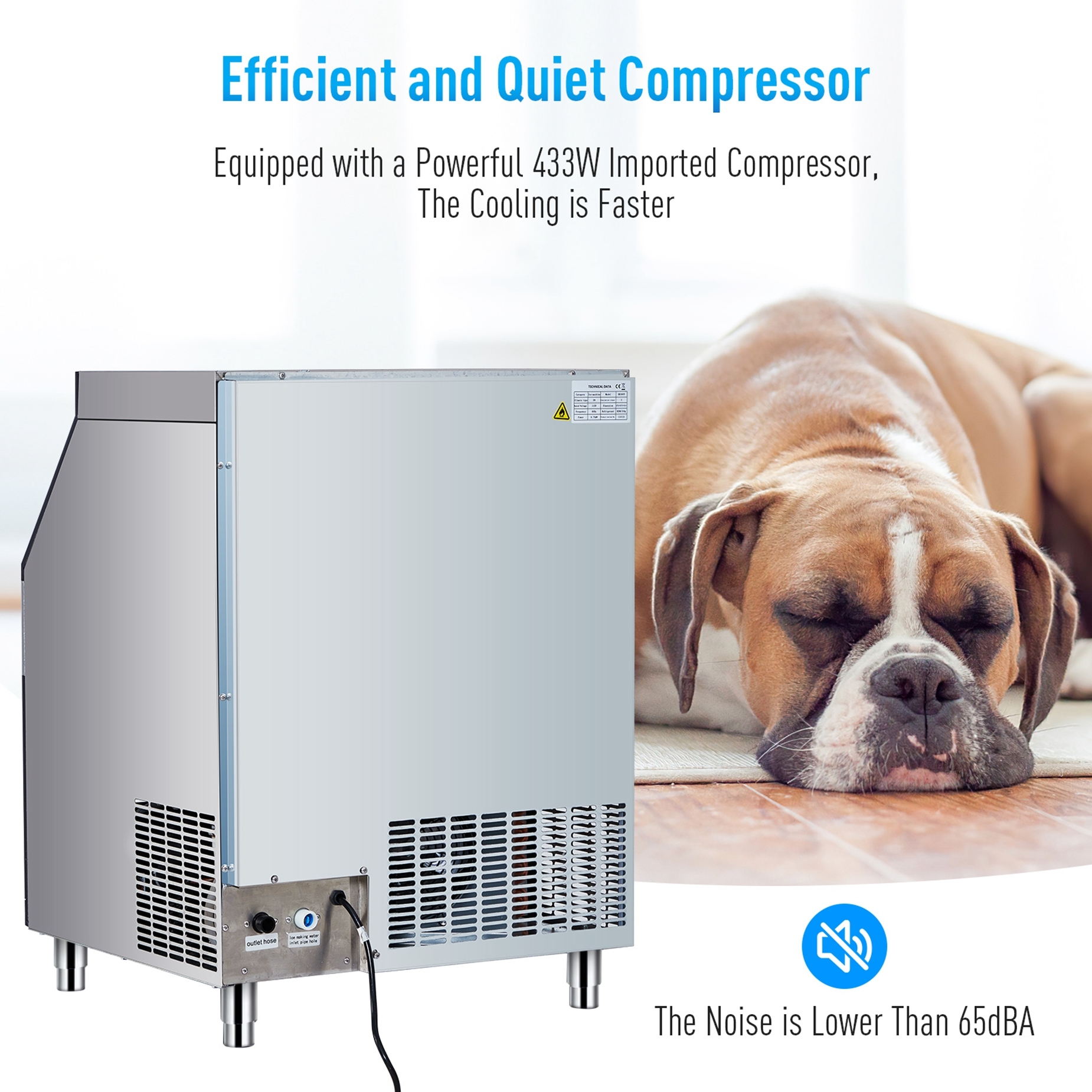 Aoile Commercial Ice Machine 260Lbs/24H with 132Lbs Storage, Self Cleaning Ice Maker with Water Filter for Bar/Cafe/Restaurant