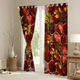 thumbnail image 3 of Manfei Chic Gold Leaf Blackout Curtains Set of 2 (52x84 Each),Modern Marble Aesthetic Window Curtains,Honeycomb Hexagon Print Curtains and Drapes For Adults,Luxury Bedroom Decor, 3 of 6