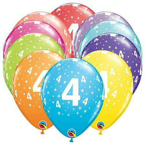 LOONBALLOON Birthday-age-related Balloons, 11″ STARS #4-A-ROUND (6 PK)