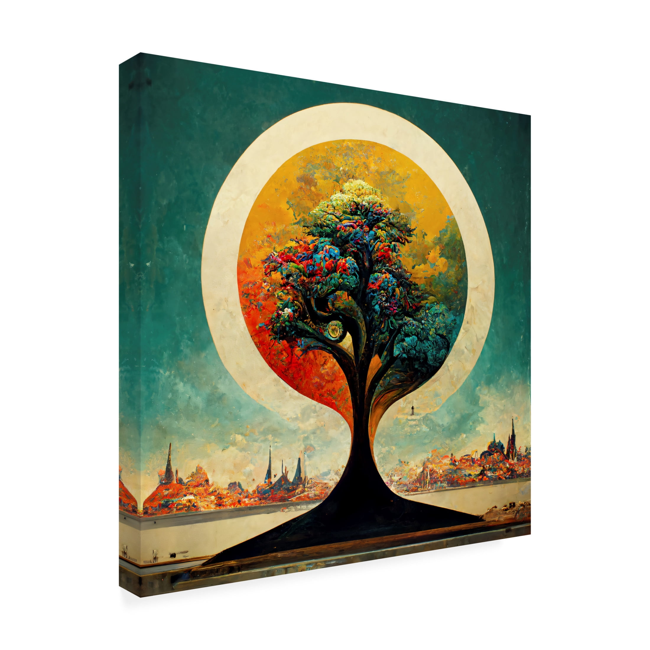 Canvas Wall Art - Ray Heere 'Tree Of Life 3' Wall Art for Living Room, Bedroom, or Office Décor by Trademark Fine Art - 18 x 18 Inches