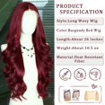 thumbnail image 2 of Wigs SAPPHIREWIGS Red Body Wave de 66 cm con encaje sintético en la parte delantera, 2 of 6