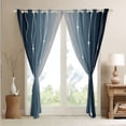 thumbnail image 3 of Erosebridal Navy Blue and Grey Blackout Curtains Men Abstract Aesthetic Curtains & Drapes, Dot and Wave Line Curtains Gradient Ombre Black Out Curtains Watercolor Geometric Window Drapes, 3 of 5