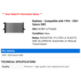 thumbnail image 2 of Radiator - Compatible with 1994 - 2001 Saturn SW2 1995 1996 1997 1998 1999 2000, 2 of 2
