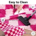 thumbnail image 7 of ZENELESS 8x10 Fluffy Rug for Living Room,Checkered Shaggy Soft Anti-Skid High Pile Carpet for Boys Girls Teen Room Dorm Home Decor,Pink and Rose Red, 7 of 7