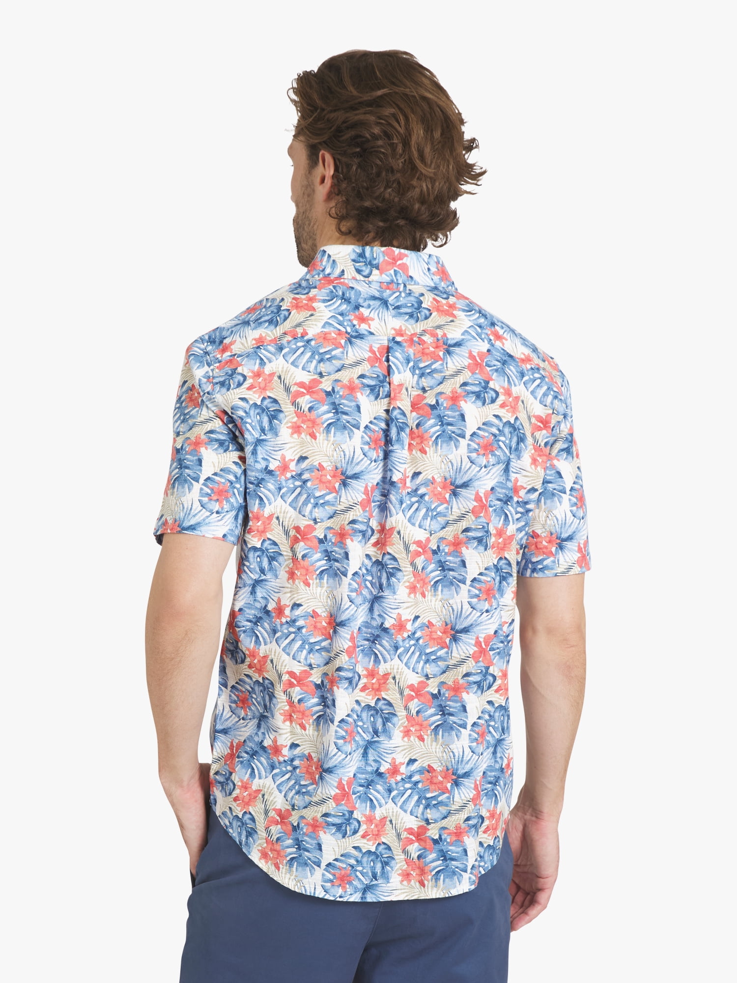 Chaps Men's Cotton Linen Short Sleeve Woven Shirt, Sizes S-2XL