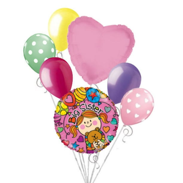 vegetarisch Activeren Duur 7 pc Big Sister Balloon Bouquet Welcome Home Baby Shower Girl  Congratulations - Walmart.com