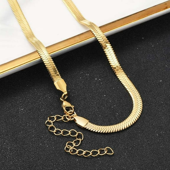 1pc PVD Vacuum Plating 201 Stainless Steel Herringbone Chain Necklaces with Lobster Claw Clasps Golden 15.67 inch(39.8cm) Gold