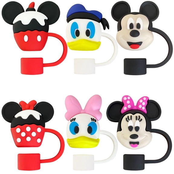 6Pcs Cartoon Straw Cover Cap for Stanley Cup 40oz/30oz Tumbler, 10mm Reusable Cute Drinking Straw Topper Accessories, Portable Protector Plugs Decorations Gifts for Kids Party Favors