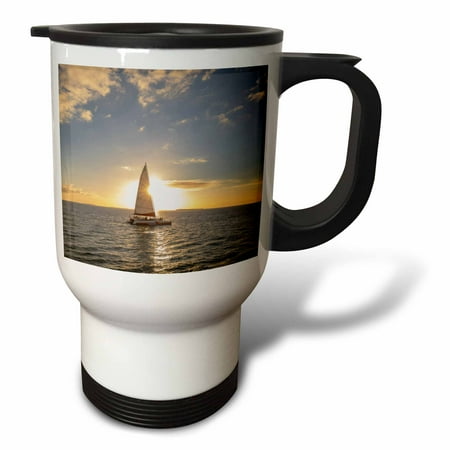 3drose, Catamaran at Sunset in Key West, Florida, Usa, 14oz Stainless Steel Travel Mug