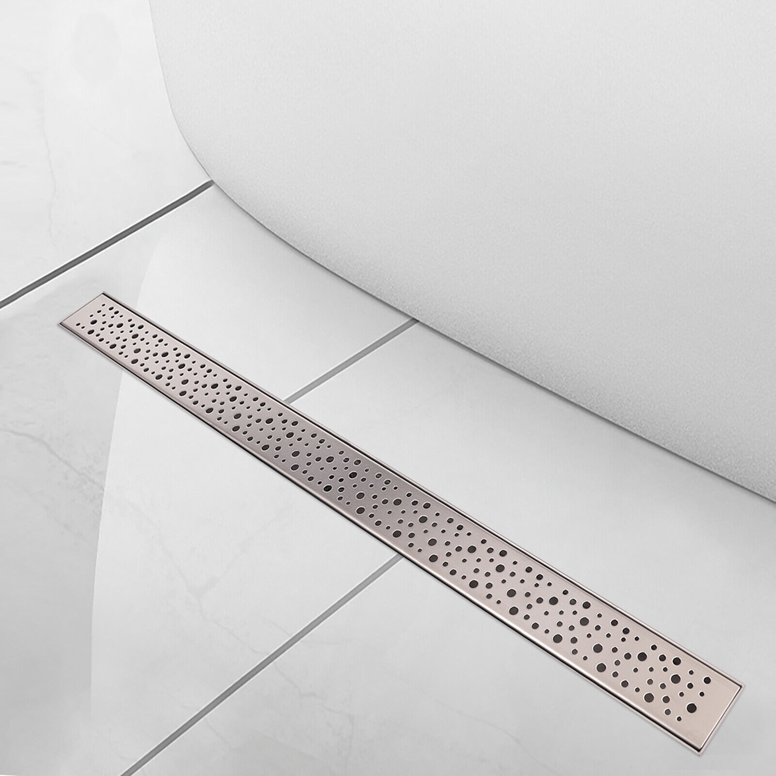 OUKANING 36" Rectangular Stainless Steel Linear Shower Drain Silver