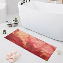 Bath Mat Soft Plush Non-Slip Absorbent Bathroom Rugs 39"x20" Magenta Red Marble