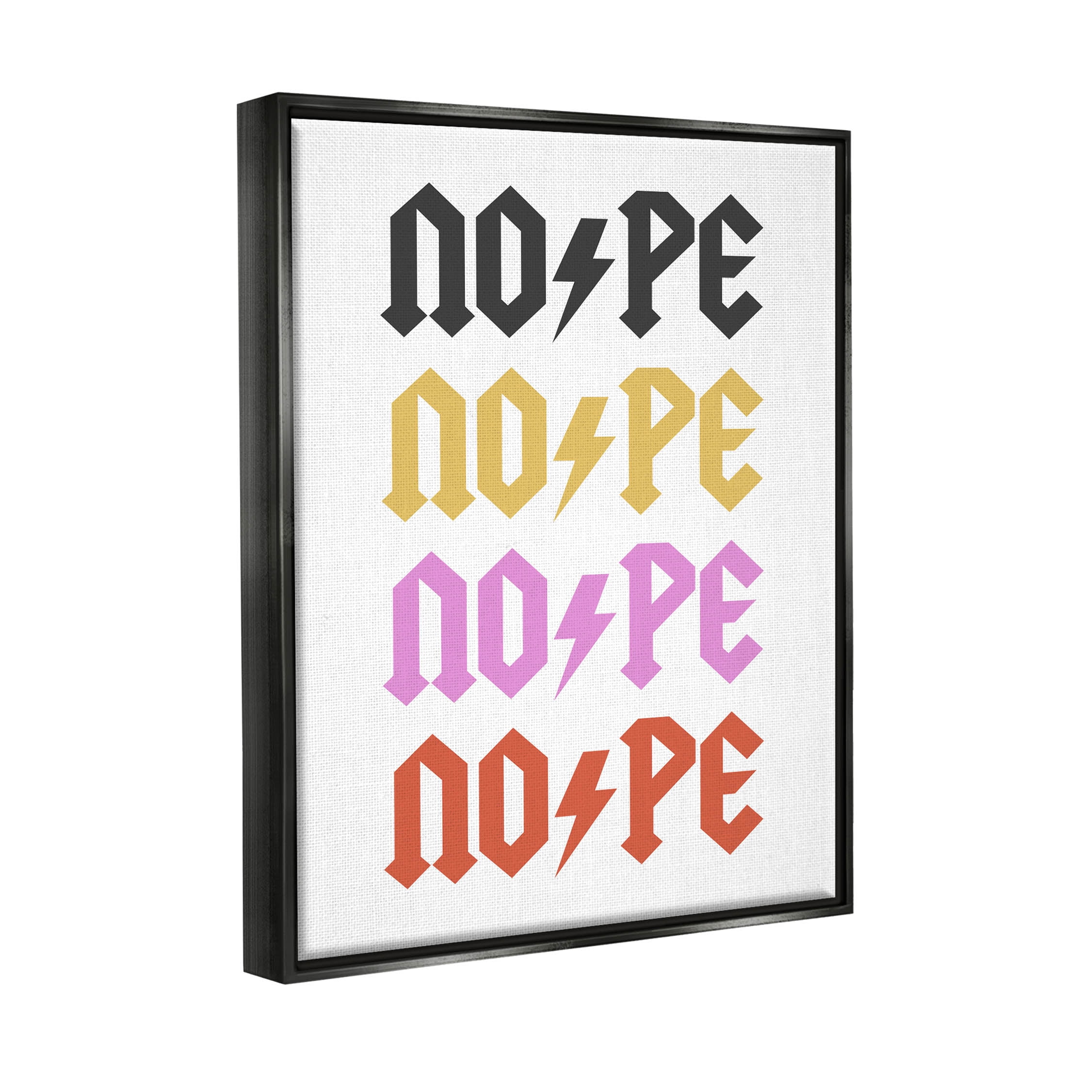 Nope Thunder Bold Symbol Phrase Typography Graphic Art Jet Black Framed Art Print Wall Art