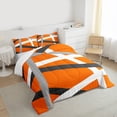 thumbnail image 3 of Homewish Geometric Striped Bedding Comforter Set,Modern Abstract Artistic Twin Comforter Sets,Orange Gray White Bedding Set For Girls Kids,Luxury Bedroom Decor,2pcs, 3 of 8