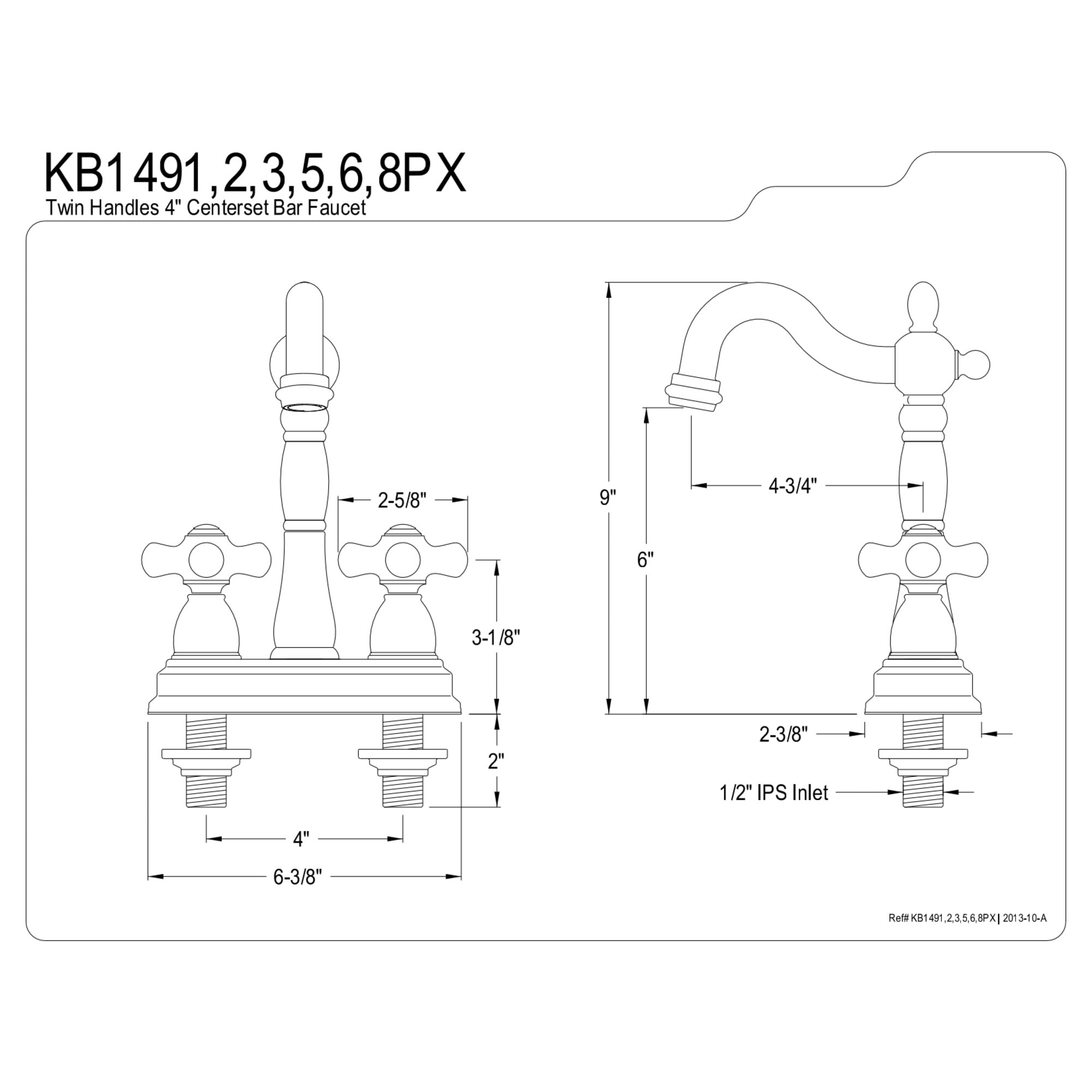 Kingston Brass KB1493PX Heritage Two-Handle 2-Hole Deck Mount Bar Faucet in Antique Brass