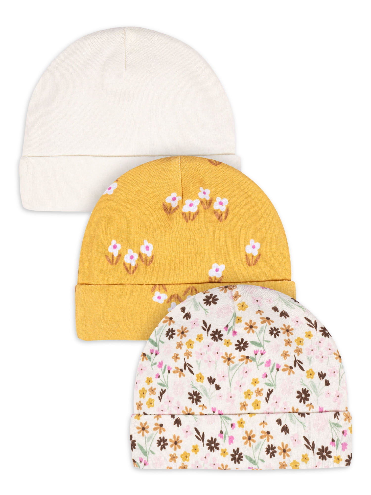 Gerber Baby Girl Caps, 3Pack, Sizes Newborn 0/6 Months