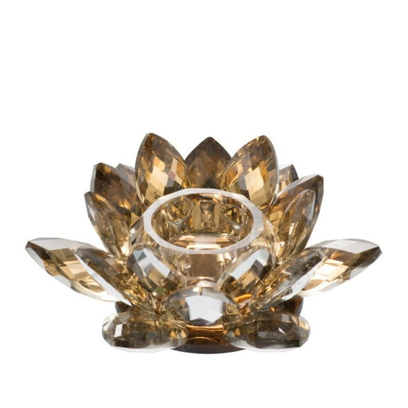 CC Home Furnishings Large Crystal Glass Lotus Candle Holder - 8.75" - Gold
