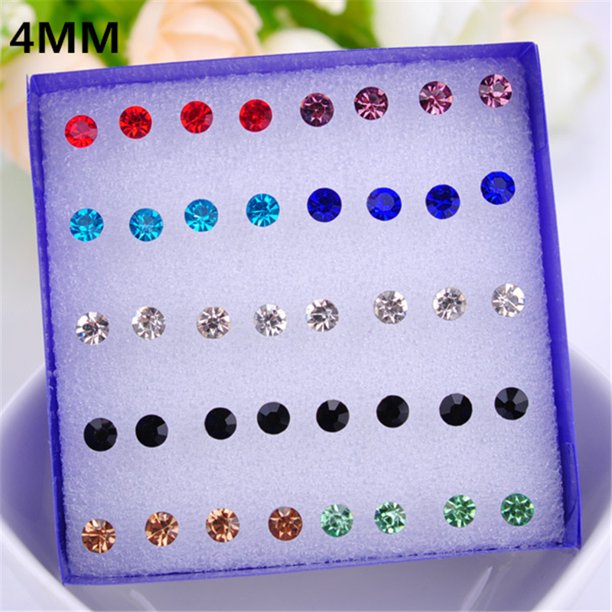 Boobeauty 3mm/4mm/5mm Crystal Stud Earring Ear Stud 20 Pairs/Pack