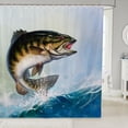 thumbnail image 1 of Bass Fish Shower Curtain Kids Big Pike Fishing Fabric Bathroom Shower Curtain Set Boys Men Fishing Lover Hunting Bath Curtain Waterproof Nature Bathroom Accessories 72"x84", 1 of 6