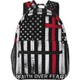 thumbnail image 1 of Faith Over Fear Patriotic Christian Cross American Flag Laptop Backpacks Double Shoulder Laptop Pack Bag Daypack Back Pack Bags Rucksack Computer Bag with Side Pockets Front Zipper Pockets, 1 of 6