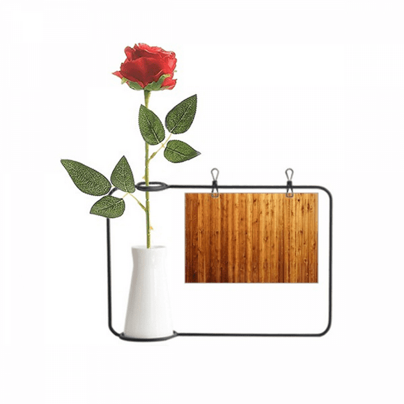 Orange Wood Floor Wallpaper Texture Artificial Rose Flower Hanging Vases Decoration Bottle