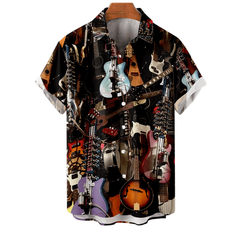 

MLFU Mens Musical Beach Tee Shirts Comfortable Holiday Bowling Shirts For Men