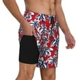 thumbnail image 2 of Sigee Palm Tree Pattern on Red Print Mens Swim Trunks with Compression Liner Quick Dry Swim Stretch Beach Shorts with Pockets,S-3XL, 2 of 7