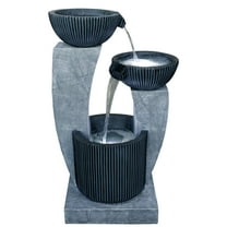 Northlight 32" Lighted Blue Modern Tiered Outdoor Garden Water Fountain