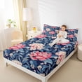 thumbnail image 3 of Erosebridal Chic Peony Flower Full Size Sheets for Girls, Tropical Floral Bed Sheets, 4 Pieces, 1 Flat Sheet 1 Fitted Sheet and 2 Pillowcases, 3 of 5