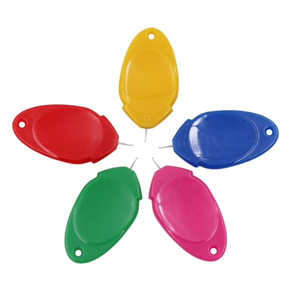 Ayuda para coser con enhebrador de plástico de colores, juego de 5 piezas, colores aleatorios, para enhebrar la aguja fácilmente
