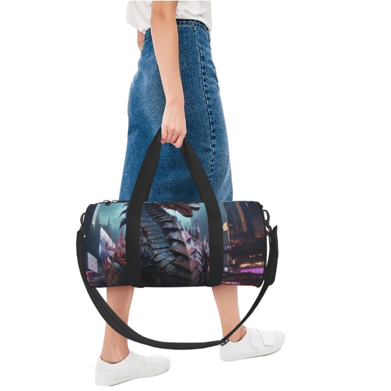 Defioc Urban Mechanical Dragon for Travel Duffle Bag,Weekender Bag Carry On Tote Bags Hospital Bag Large Capacity Sport Gym Bag for Men Women Fit for Trave, Gym,Weekend