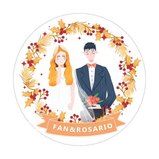 Pegatinas personalizadas para boda, calcomanías con nombre, dibujos animados, novia y novio, bricolaje, caja de regalo, decoración, 2,5-7cm