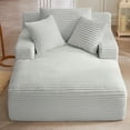 thumbnail image 5 of Tmsan 50" W Oversized Chaise Lounge Chair Indoor, Corduroy Comfy Upholstered Boneless Sofa Bed, Deep Seat Sleeper Couch Reading Chairs, Cloud Sofas Couches for Living Room, No Assembly,Light Gray, 5 of 7